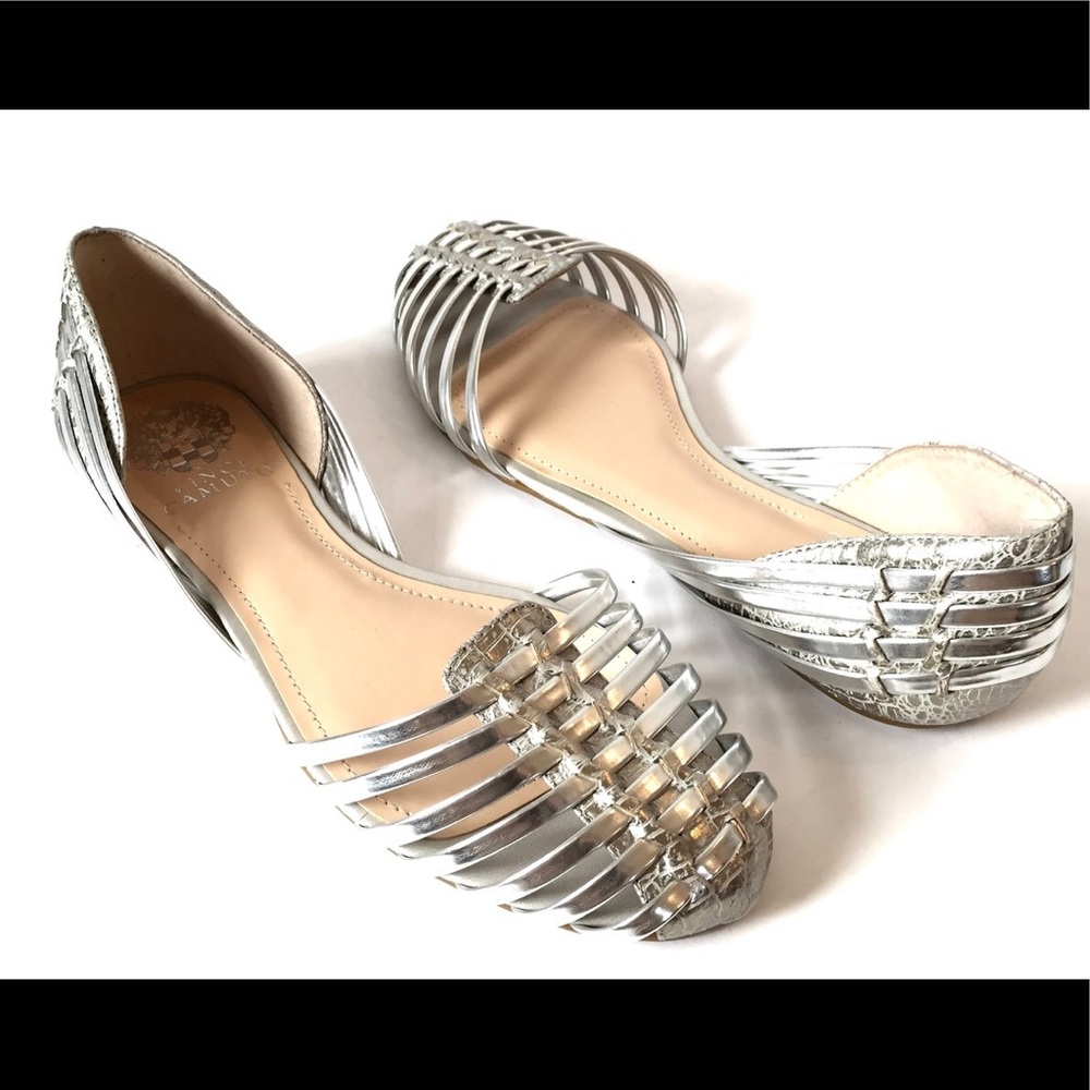 Vince Camuto Silver Leather Closed Toe Flats